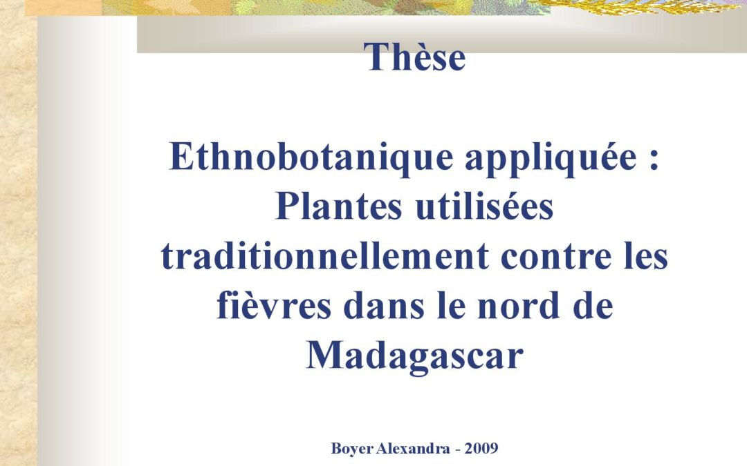 Thèse Ethnobotanique Ethnopharmacologie plantes contre les fièvres paludisme Madagascar Boyer 2009